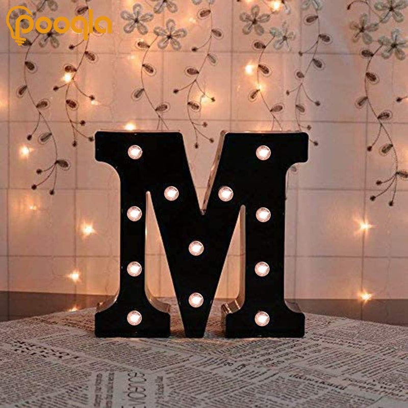 Pooqla Decorative LED Illuminated Letter Marquee Sign - Alphabet Marquee Letters with Lights For Wedding Birthday Party Christmas Night Light Lamp Home Bar Decoration M, Black - Image 5